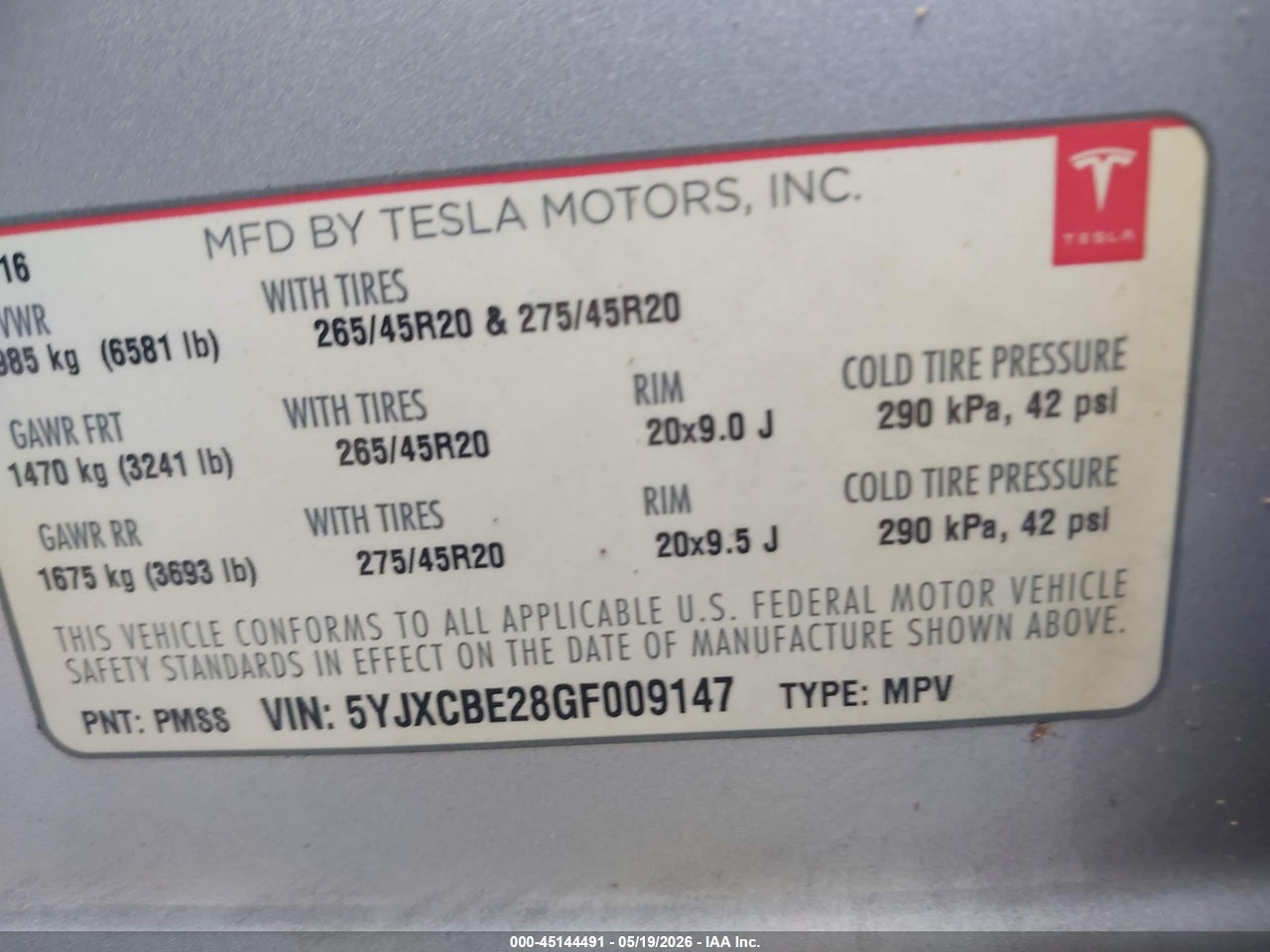 2016 TESLA MODEL X 60D/70D/75D/90D/P100D thumbnail 10
