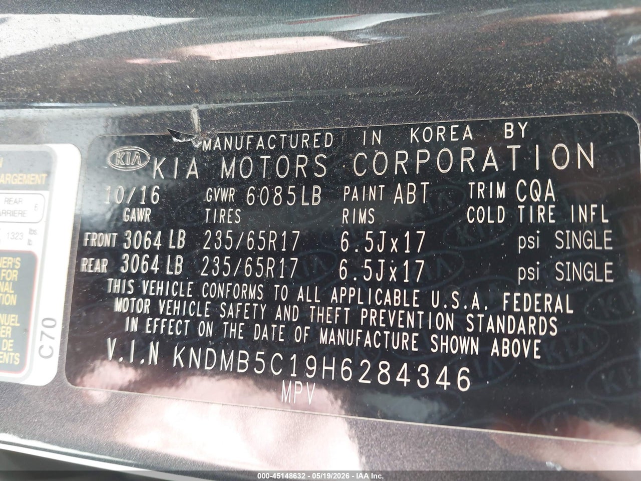 2017 KIA SEDONA LX thumbnail 10