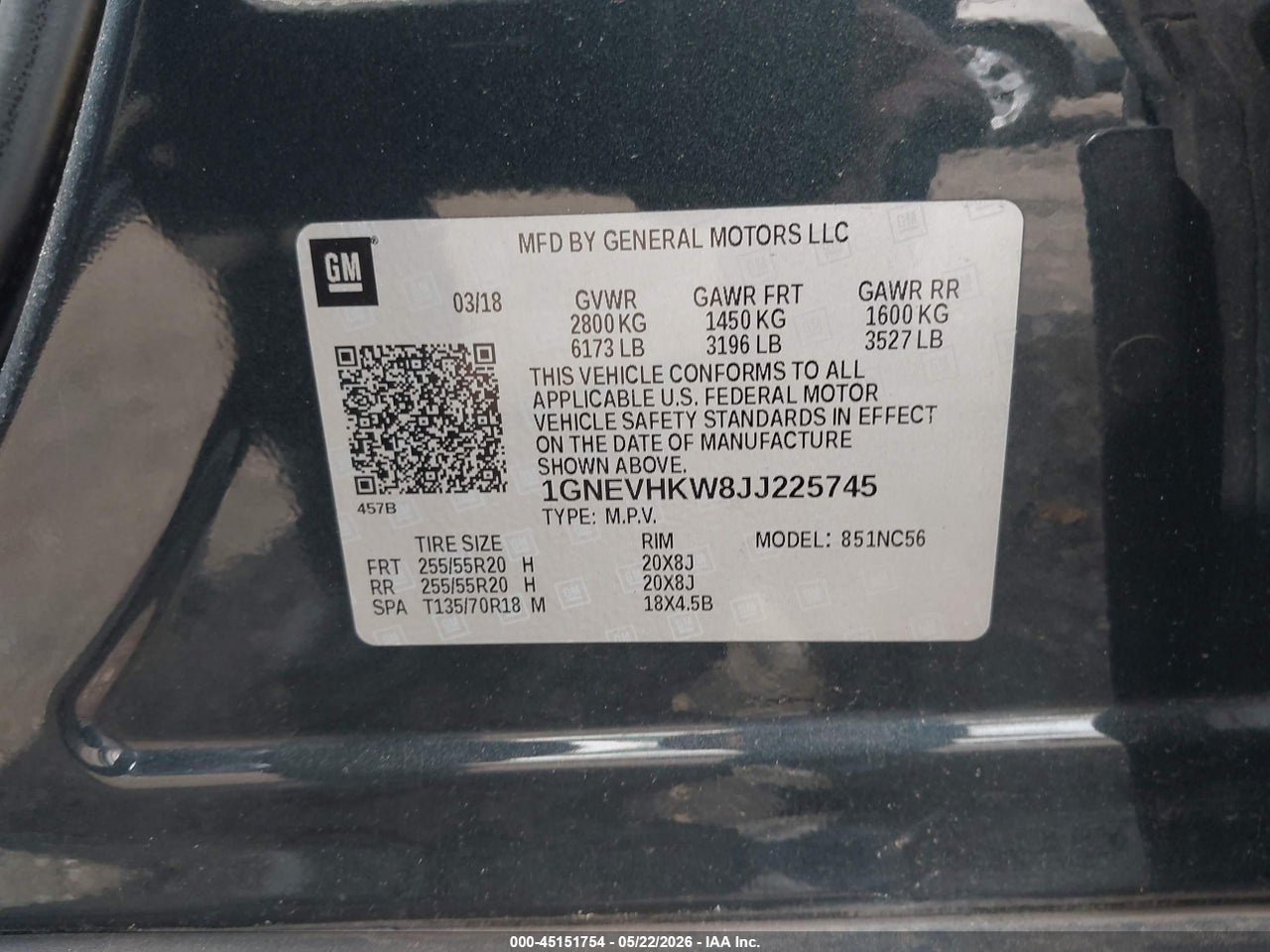 2018 CHEVROLET TRAVERSE 3LT thumbnail 10