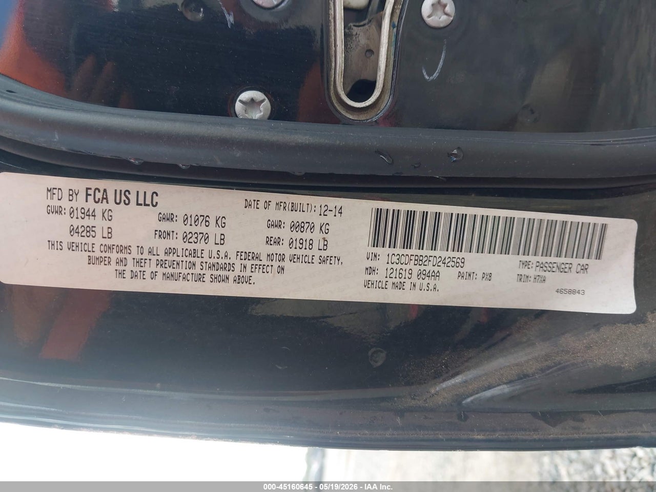 1C3CDFBB2FD****** · 2015 DODGE DART SXT · 9/12