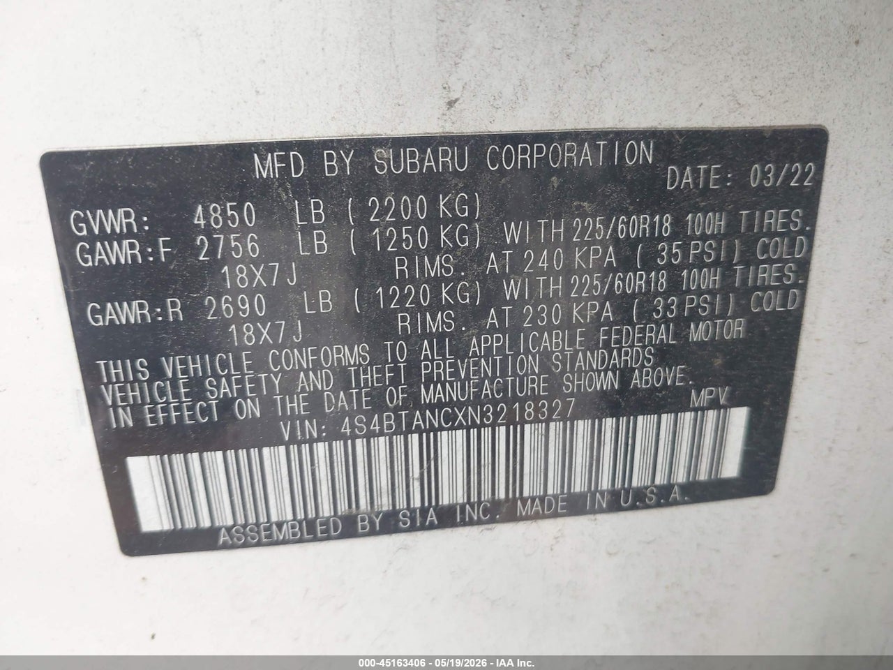 2022 SUBARU OUTBACK LIMITED thumbnail 10