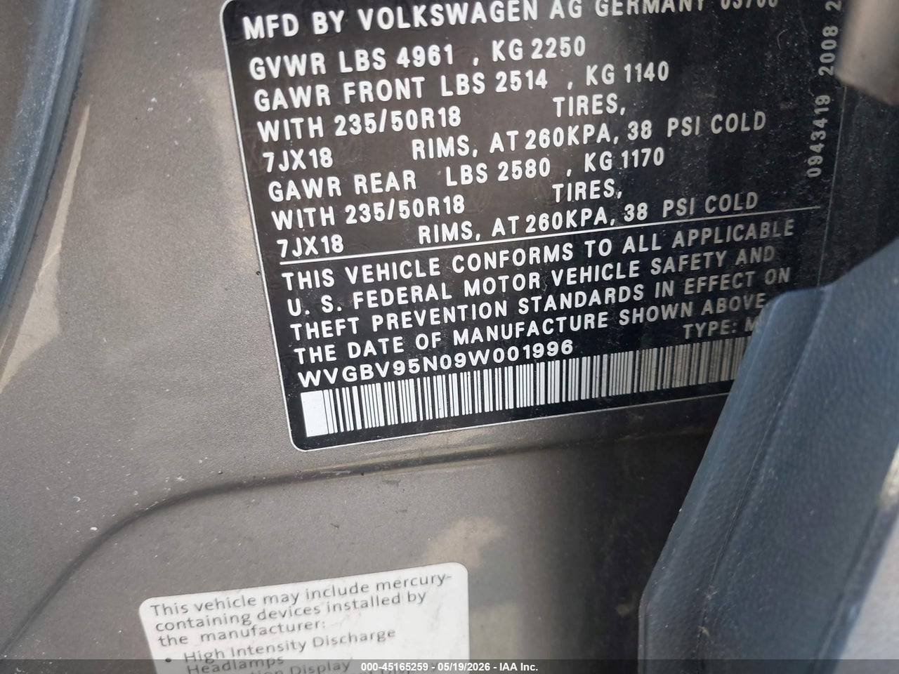 2009 VOLKSWAGEN TIGUAN SE/SEL thumbnail 10