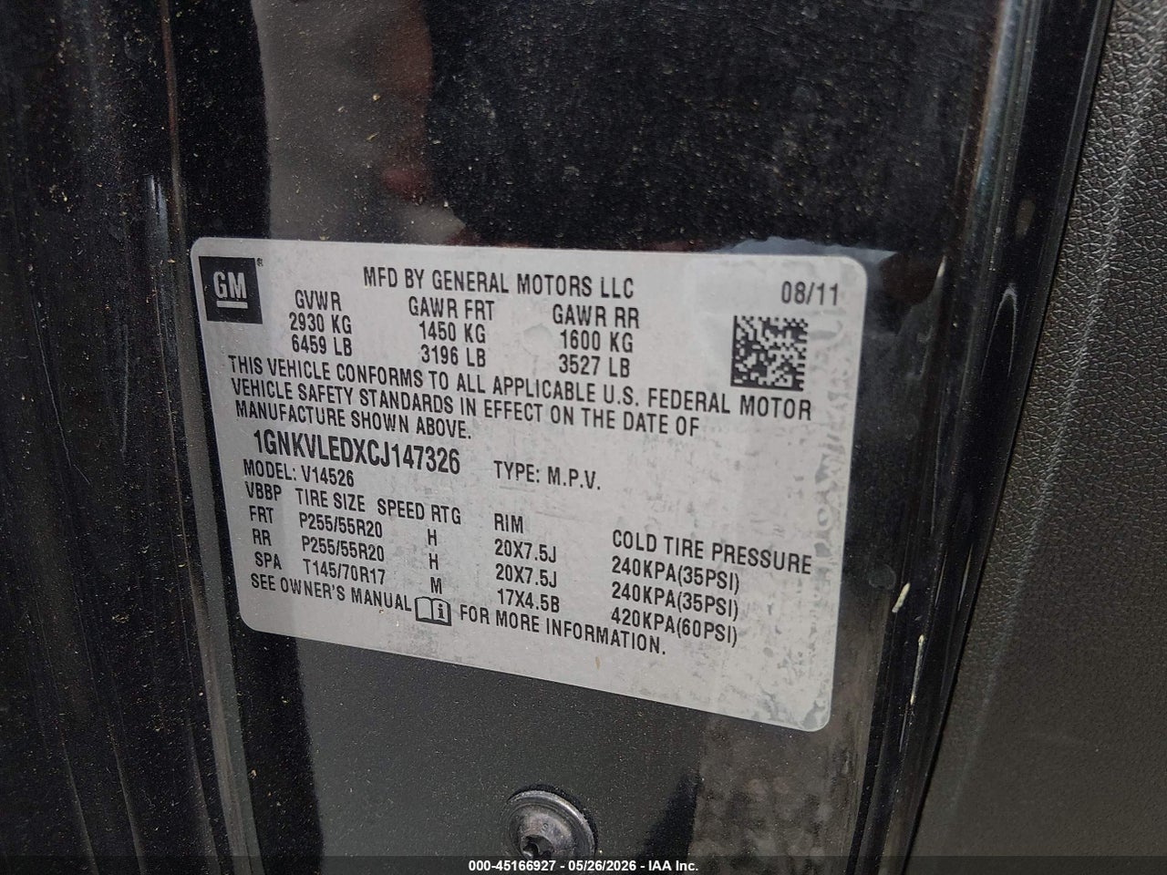 2012 CHEVROLET TRAVERSE LTZ thumbnail 10