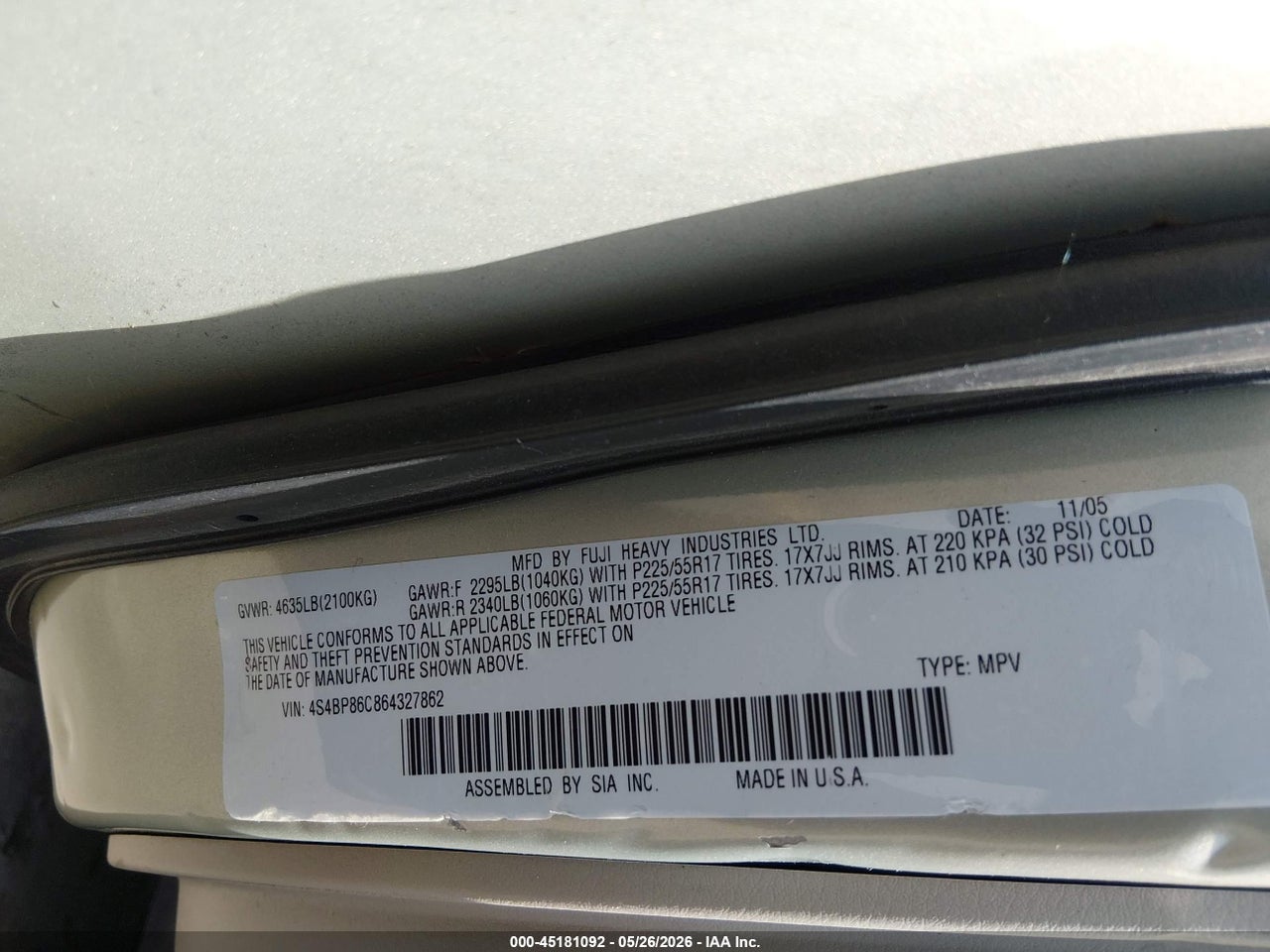 2006 SUBARU OUTBACK 3.0R L.L. BEAN EDITION thumbnail 10