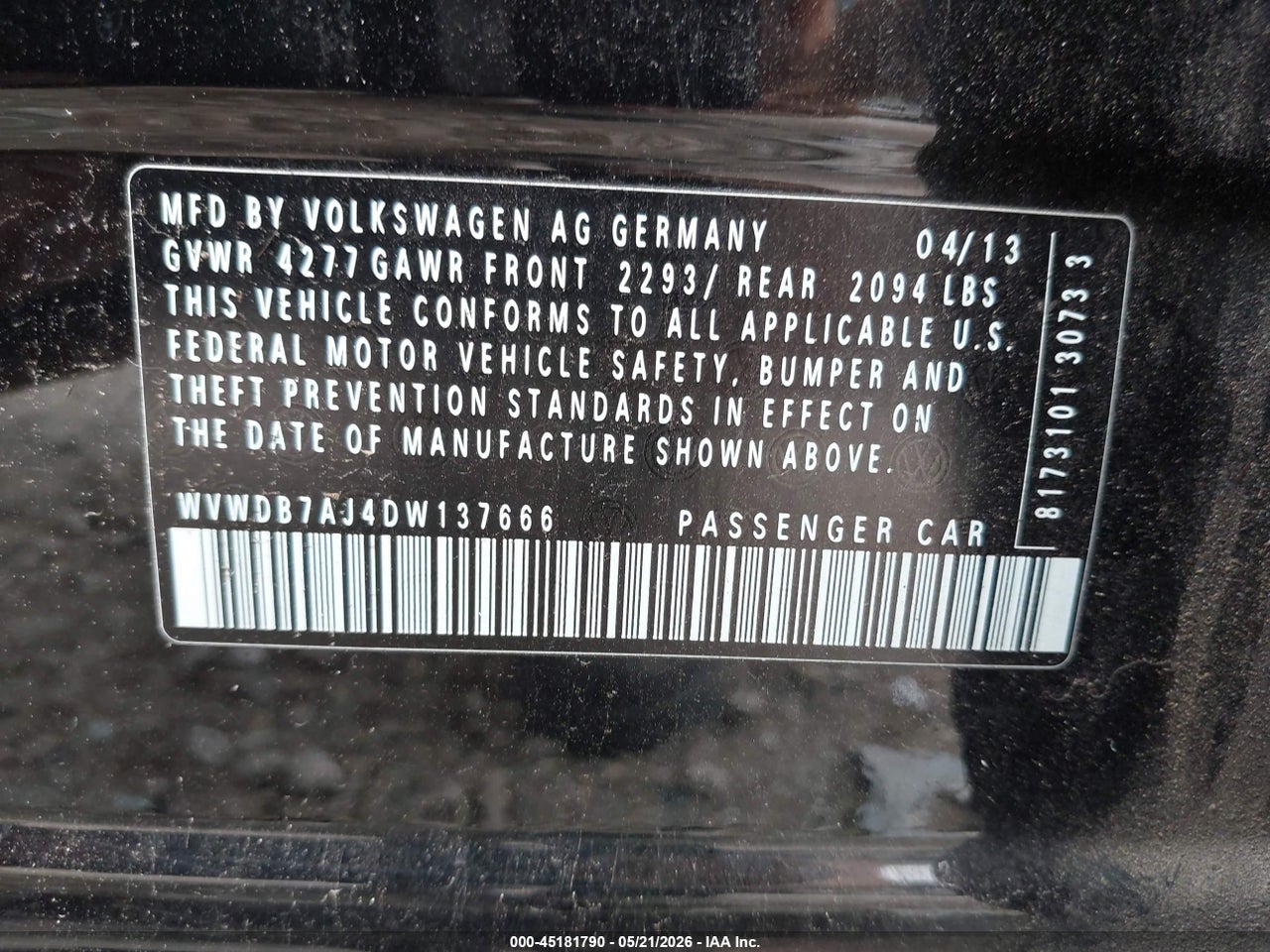 2013 VOLKSWAGEN GOLF 2.5L 4-DOOR thumbnail 10