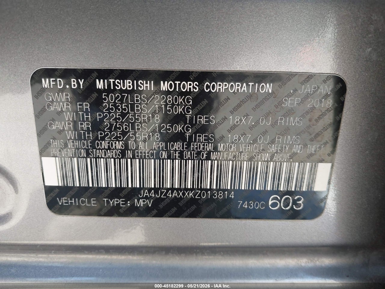 2019 MITSUBISHI OUTLANDER GT thumbnail 10