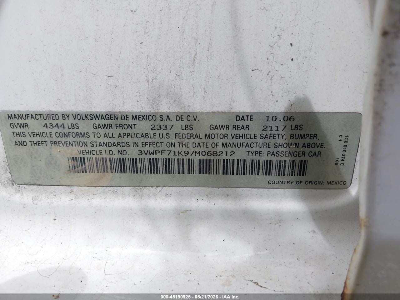 2007 VOLKSWAGEN JETTA 2.5 thumbnail 10
