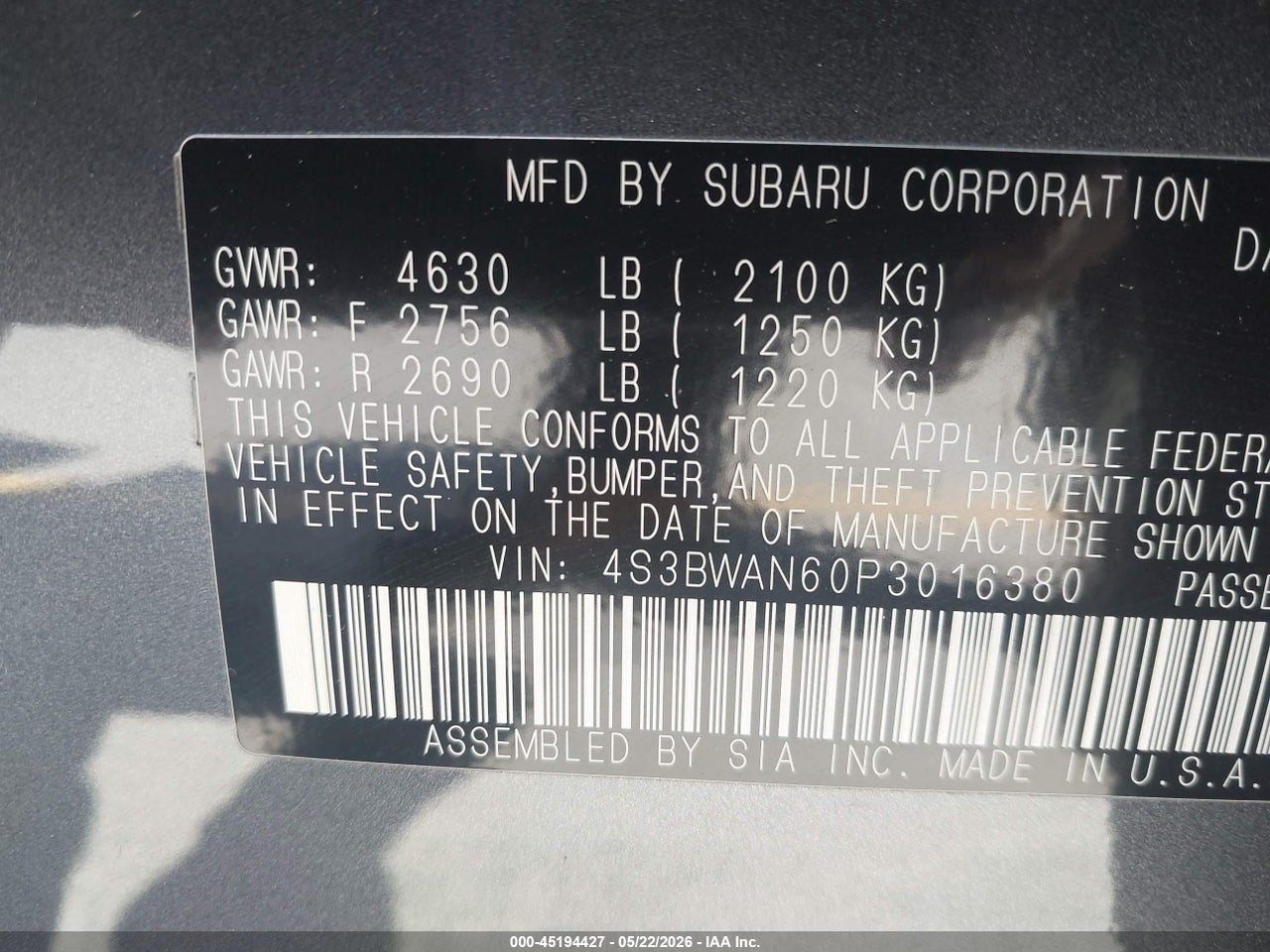 2023 SUBARU LEGACY LIMITED thumbnail 10