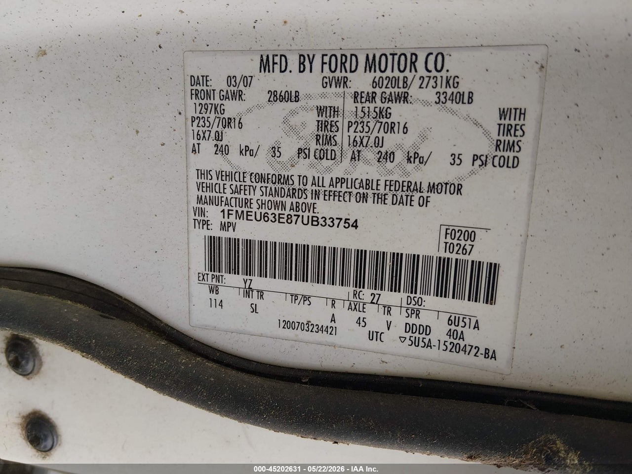 2007 FORD EXPLORER XLT thumbnail 10