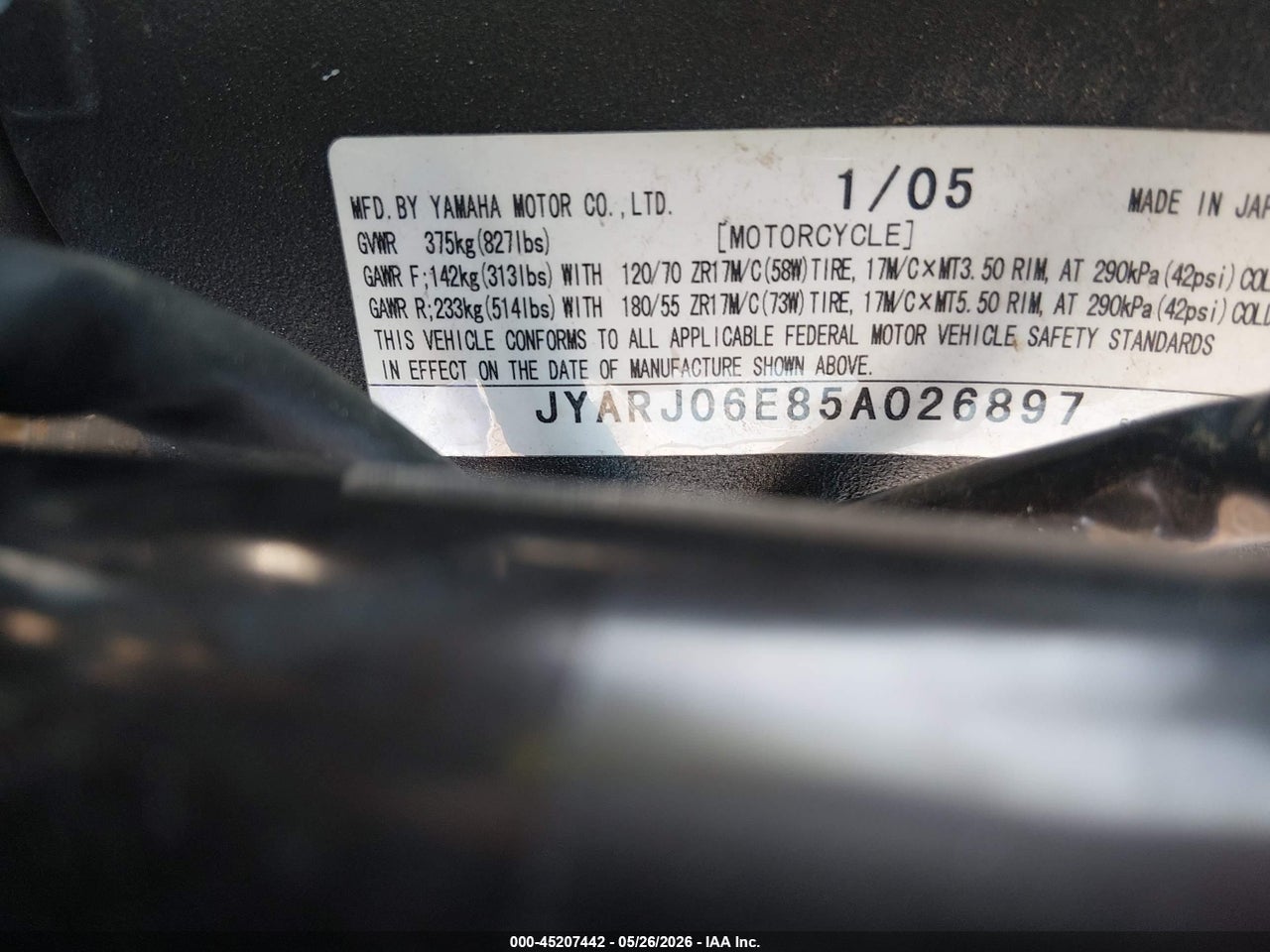 2005 YAMAHA YZFR6 L thumbnail 11