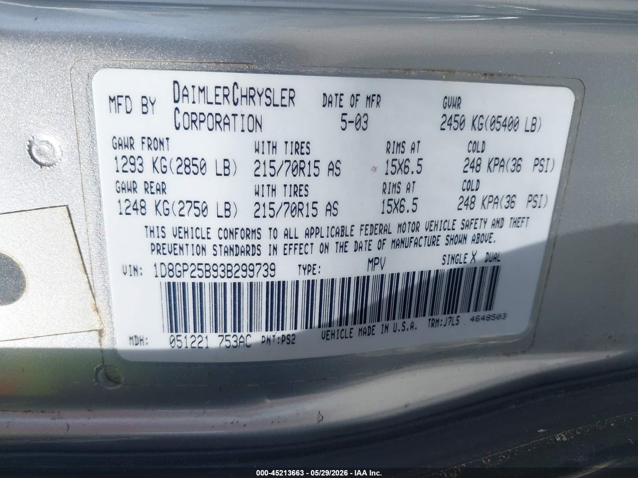 2003 DODGE CARAVAN SE thumbnail 10
