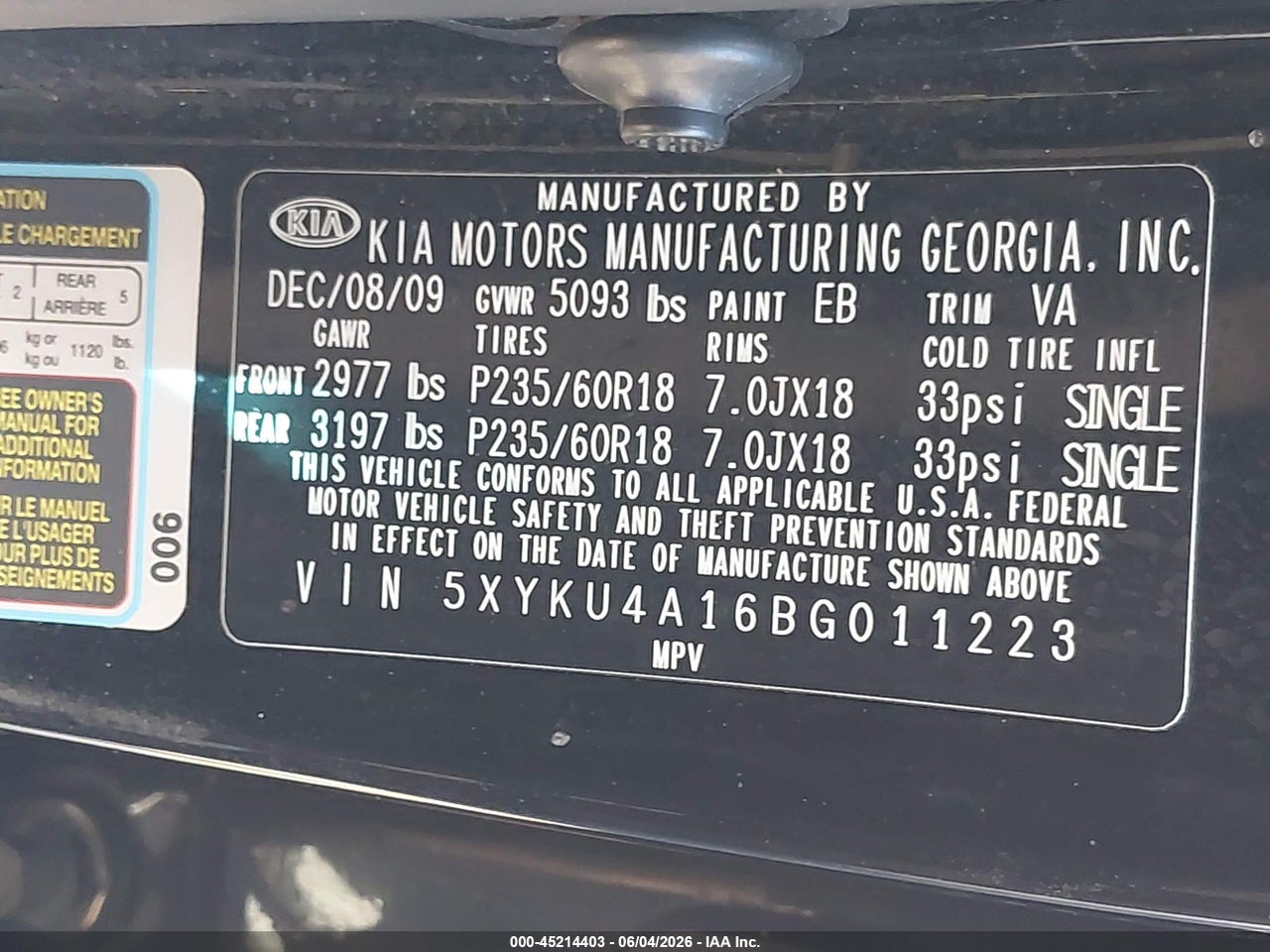 2011 KIA SORENTO EX thumbnail 10