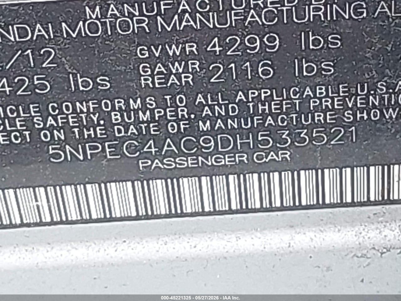 2015 HYUNDAI SONATA SE/LIMITED thumbnail 10