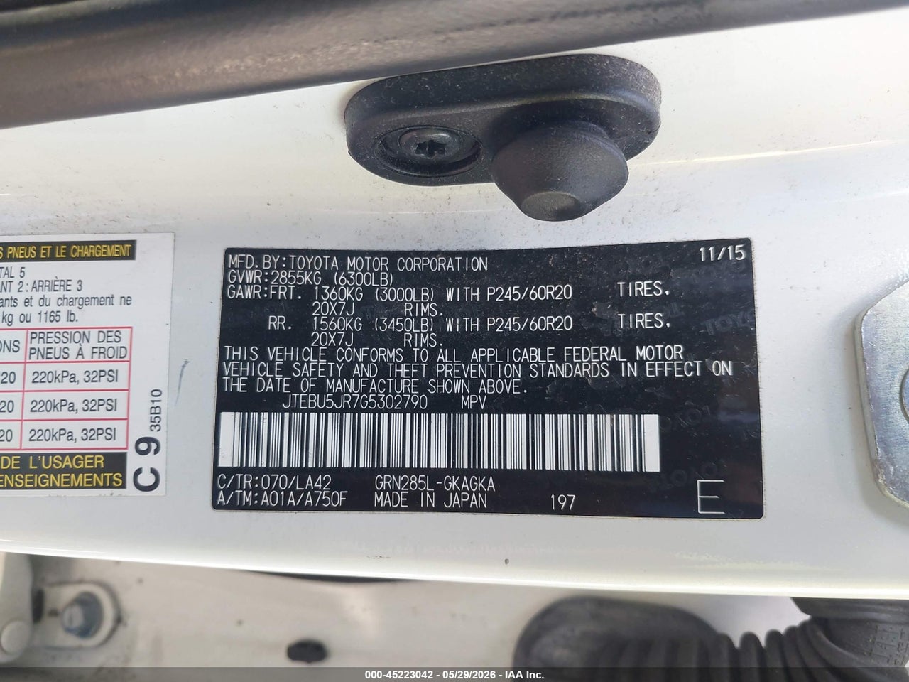 2016 TOYOTA 4RUNNER LIMITED thumbnail 10