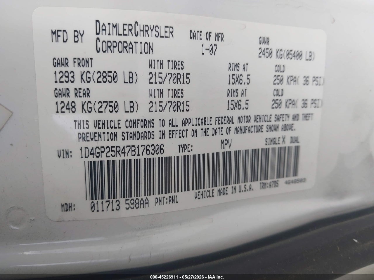 2007 DODGE CARAVAN SE thumbnail 10