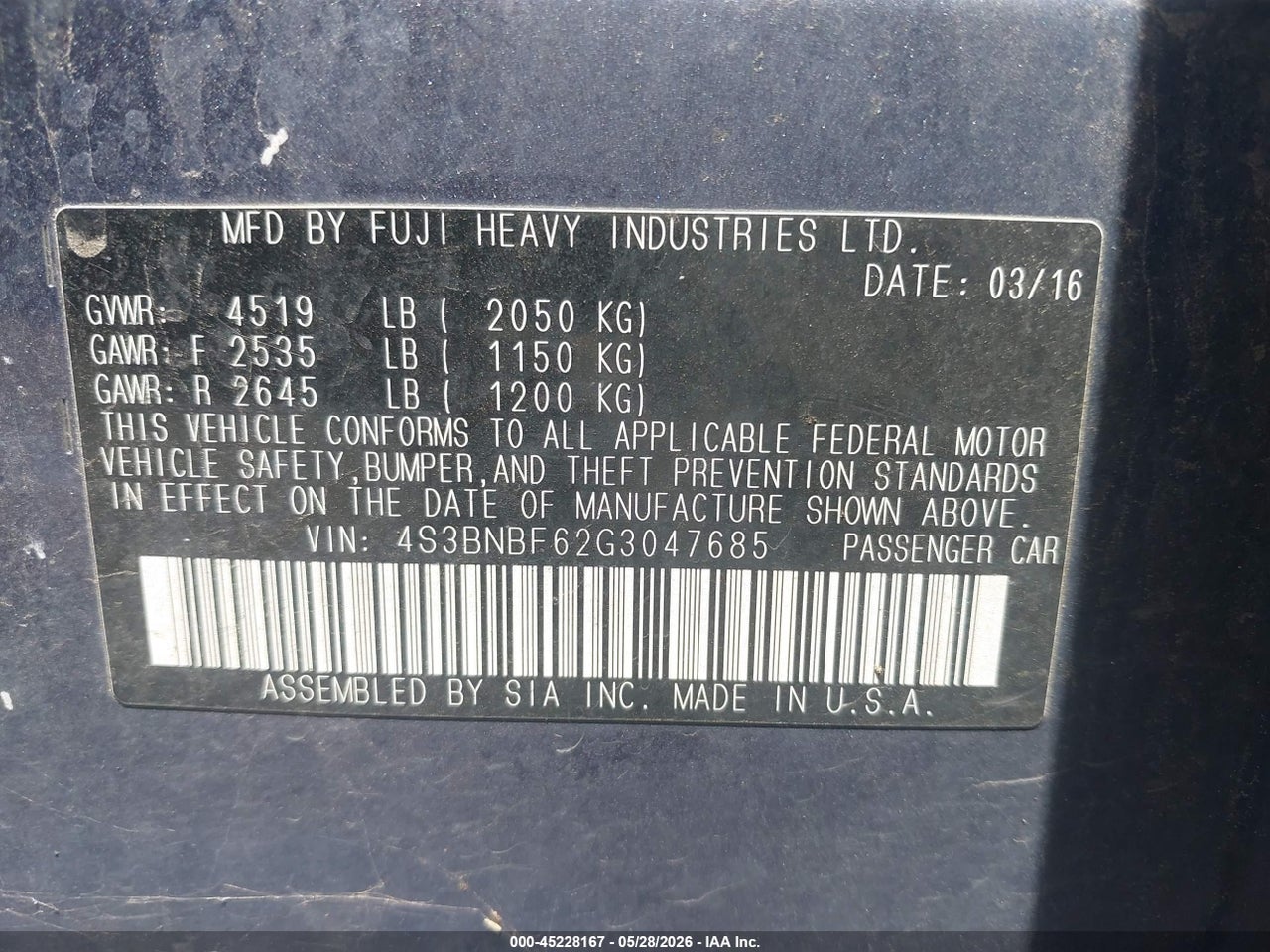2016 SUBARU LEGACY 2.5I PREMIUM thumbnail 10