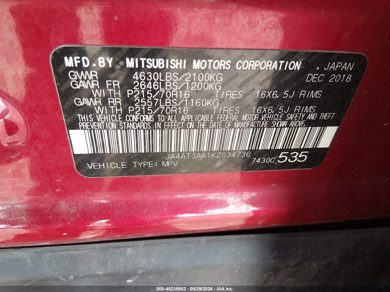 2019 MITSUBISHI ECLIPSE CROSS ES thumbnail 10