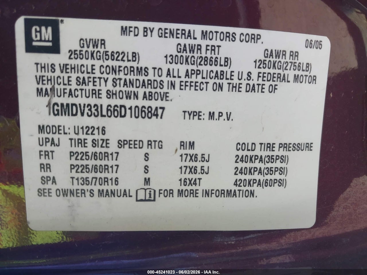 2006 PONTIAC MONTANA SV6 thumbnail 10