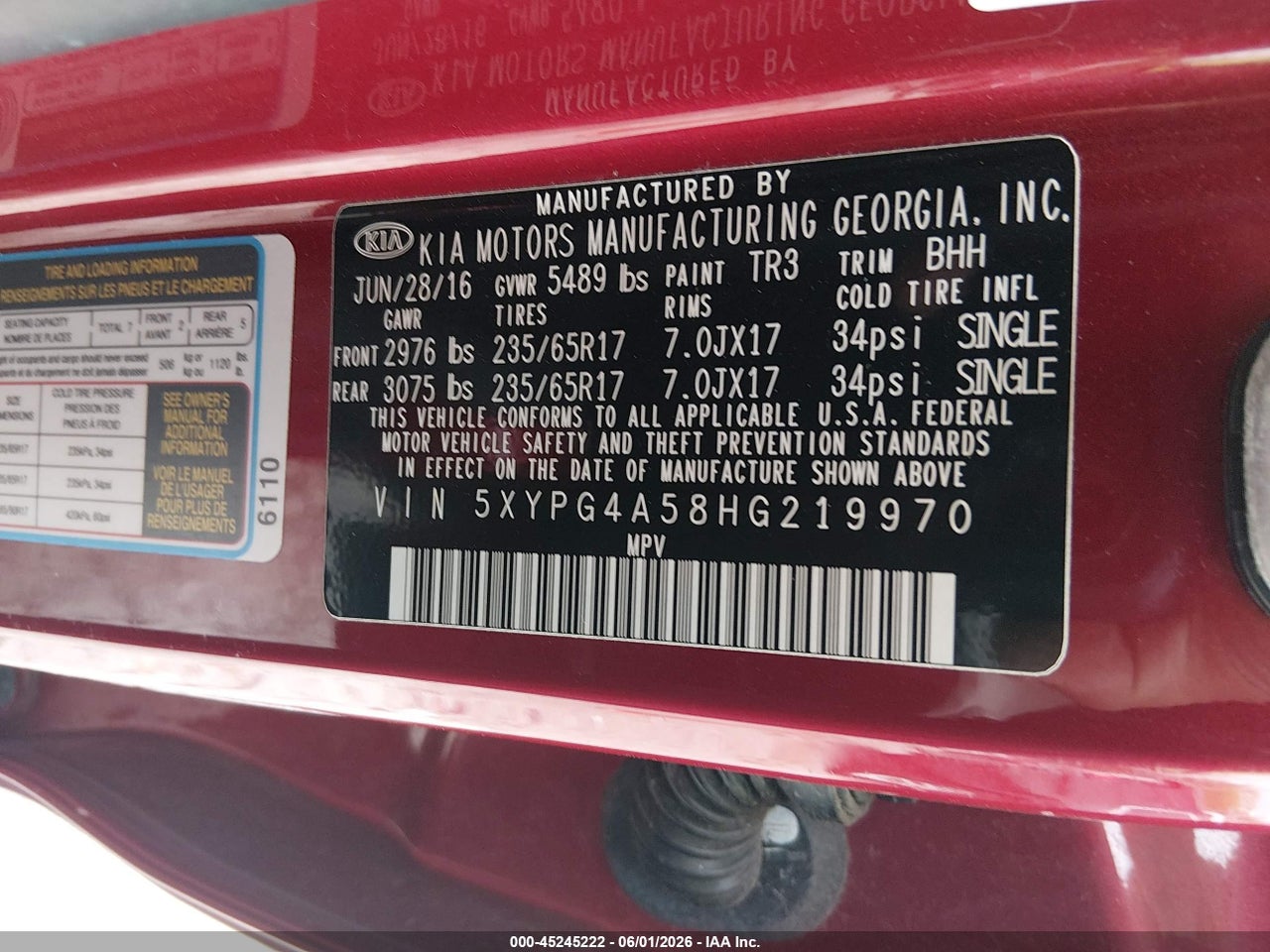 2017 KIA SORENTO LX/L thumbnail 10