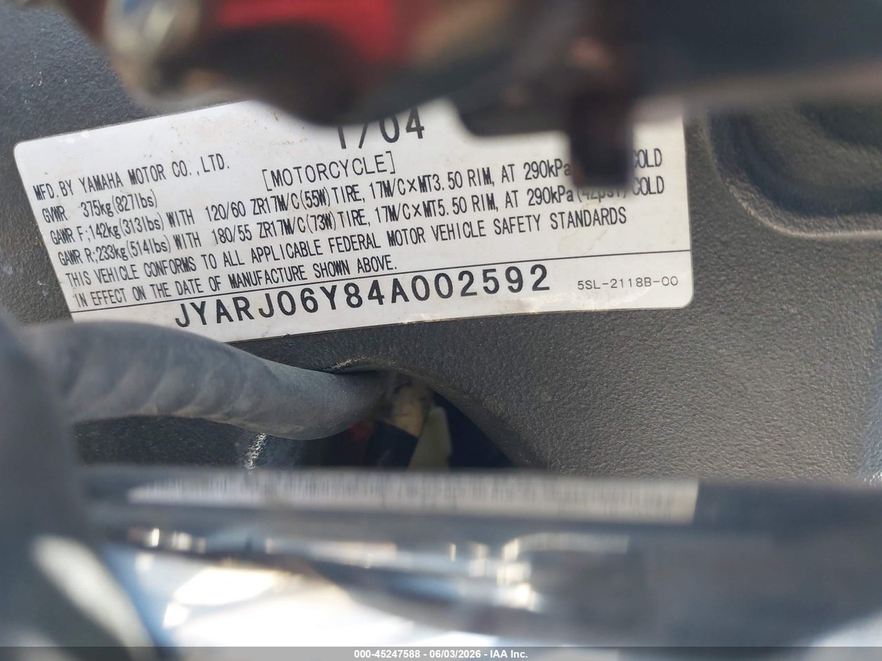 2004 YAMAHA YZFR6 L thumbnail 11