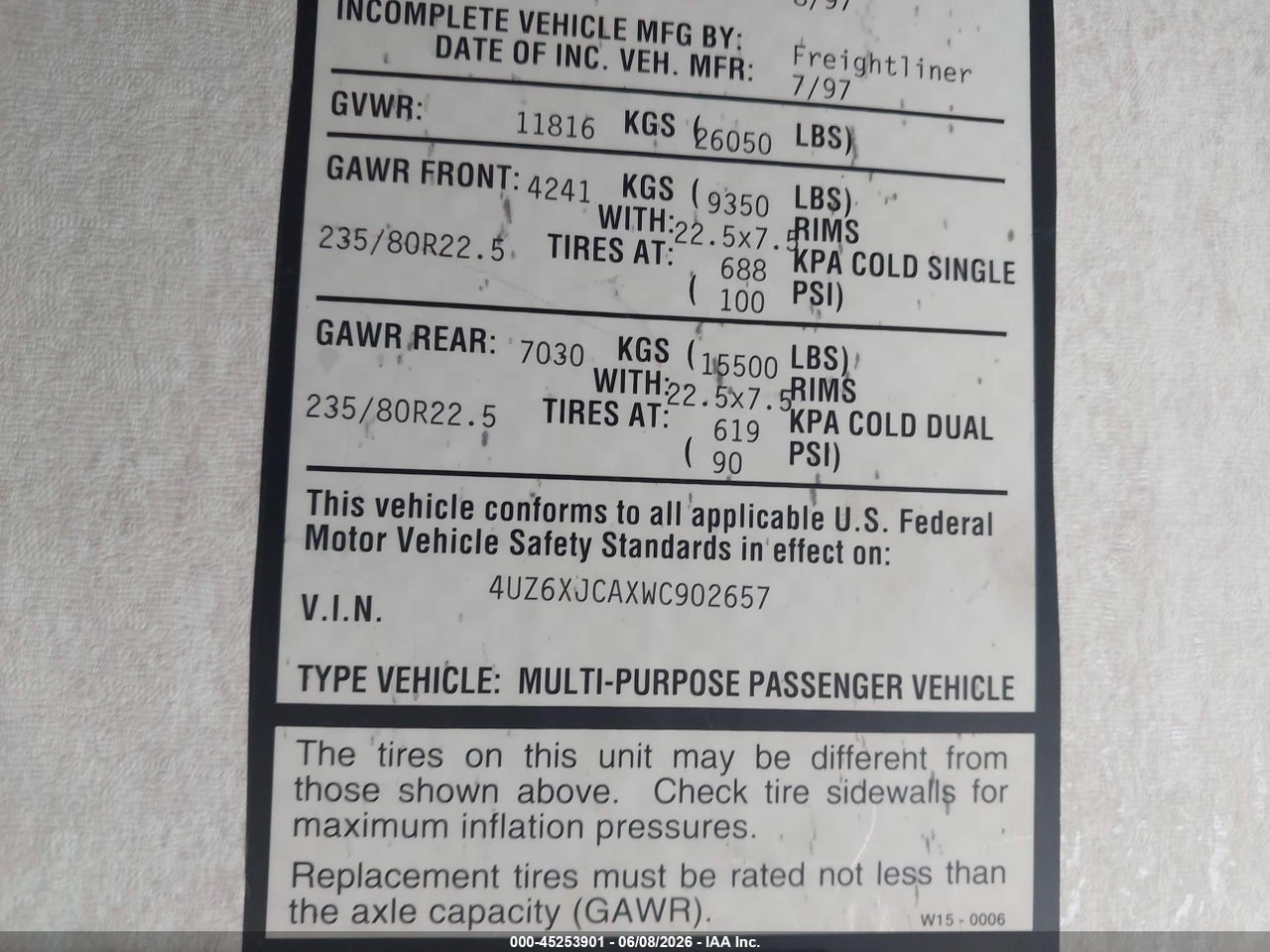1998 FREIGHTLINER CHASSIS X LINE MOTOR HOME thumbnail 10