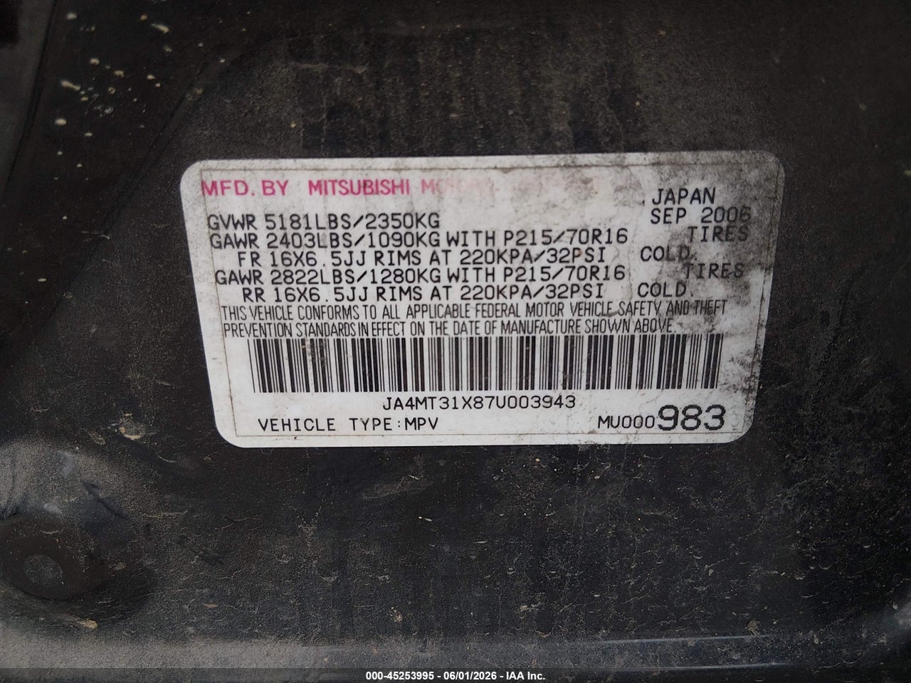 2007 MITSUBISHI OUTLANDER LS thumbnail 10