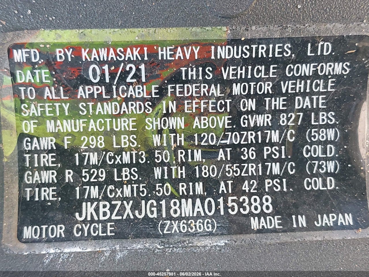2021 KAWASAKI ZX636 K thumbnail 11