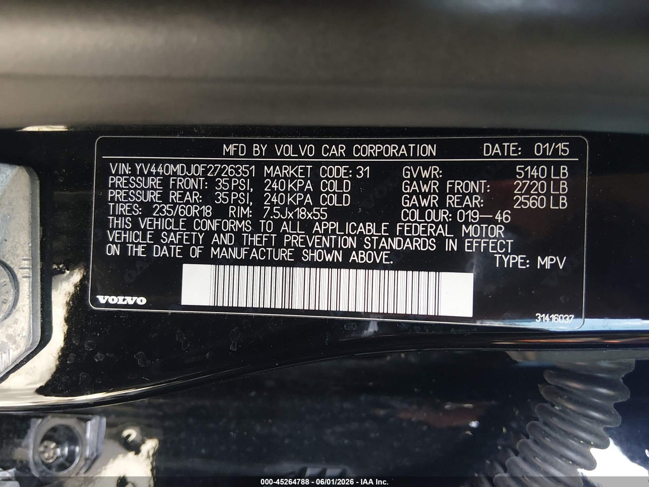 2015 VOLVO XC60 T5 thumbnail 10