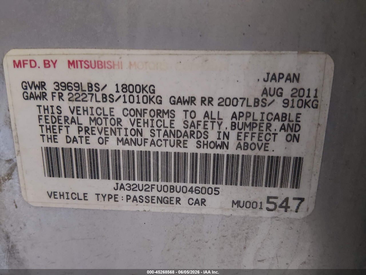2011 MITSUBISHI LANCER ES thumbnail 10