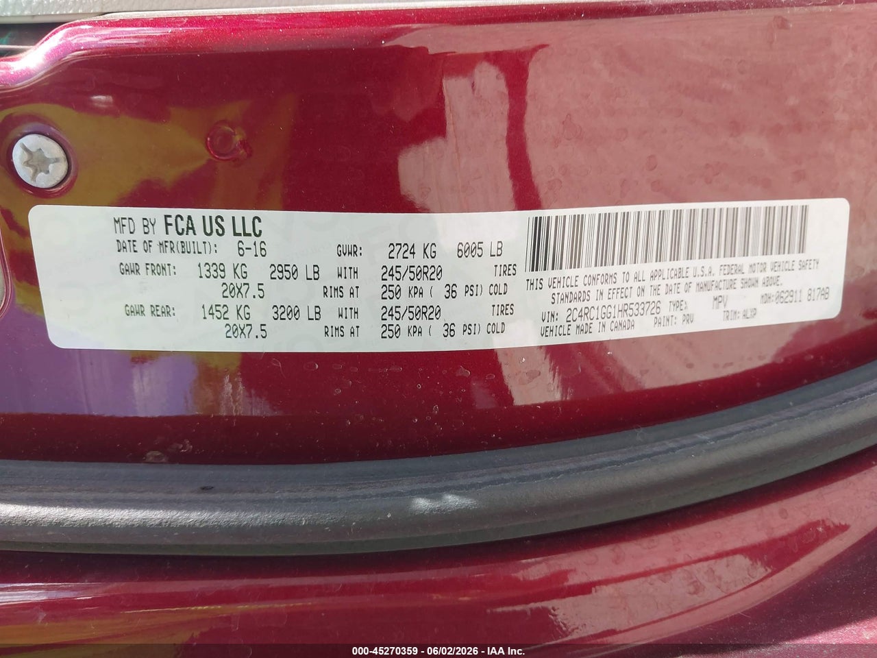 2017 CHRYSLER PACIFICA LIMITED thumbnail 10