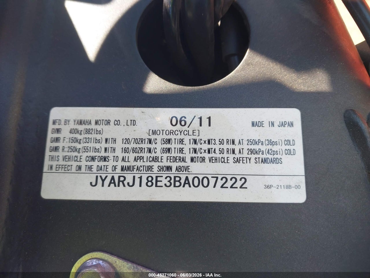 2011 YAMAHA FZ6 R thumbnail 11