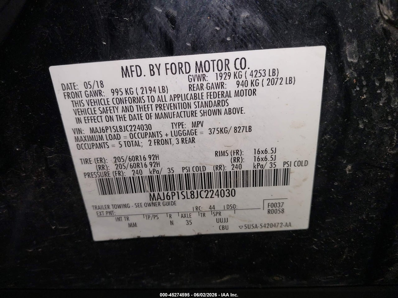 2018 FORD ECOSPORT S thumbnail 10