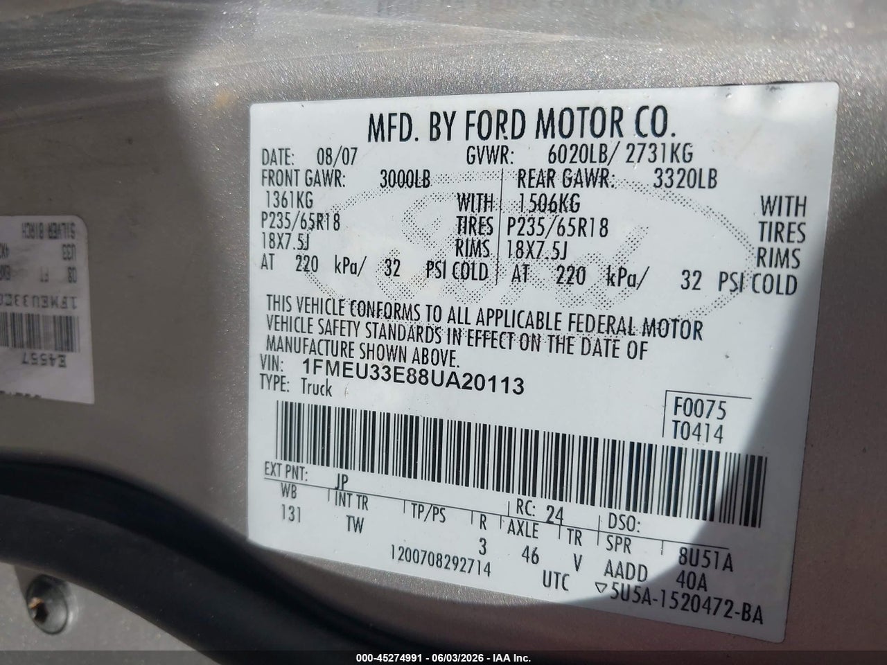 2008 FORD EXPLORER SPORT TRAC LIMITED thumbnail 10