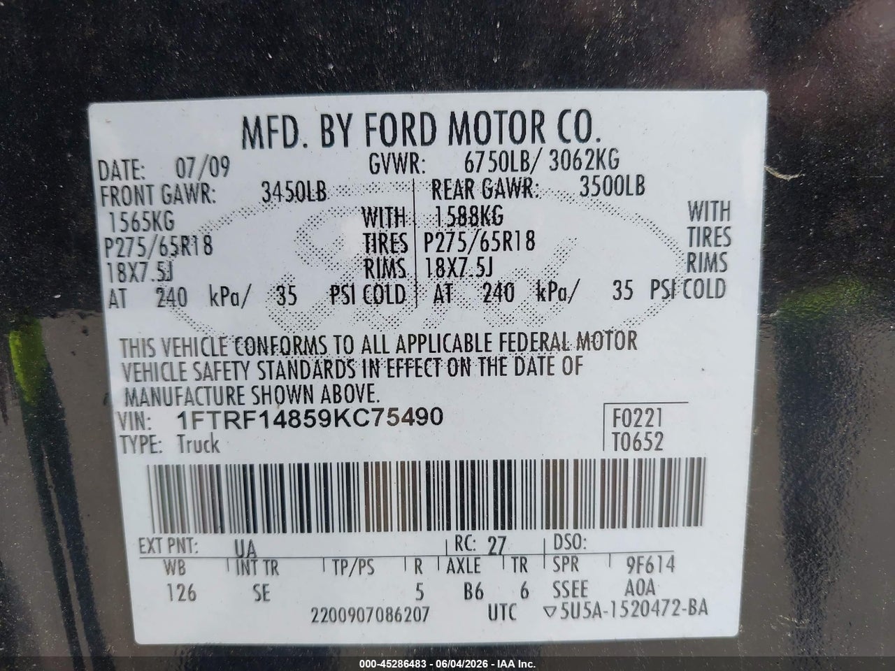 2009 FORD F-150 STX/XL/XLT thumbnail 10
