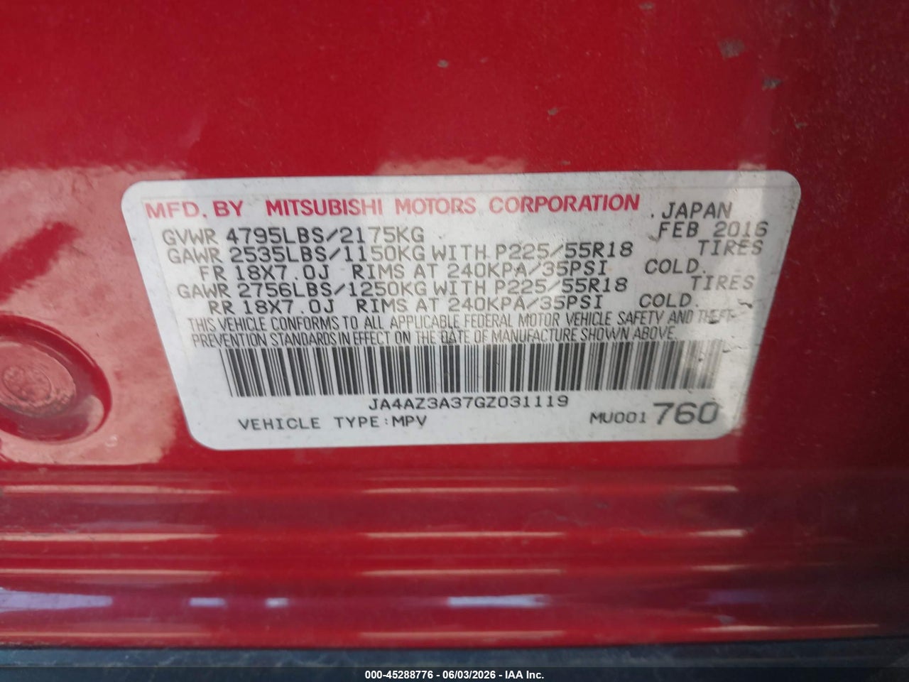 2016 MITSUBISHI OUTLANDER ES thumbnail 10