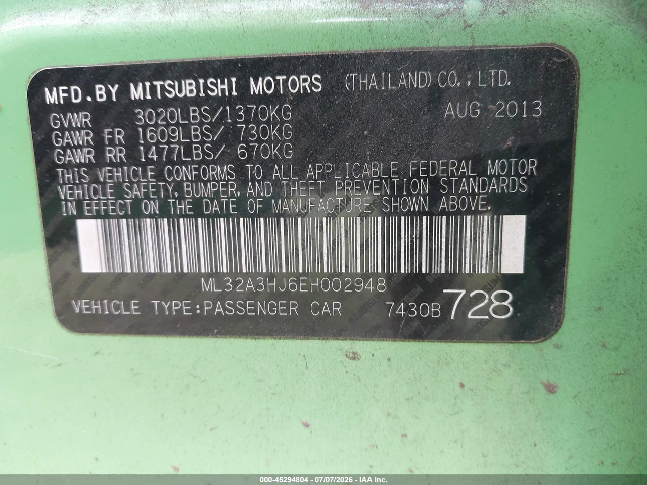 2014 MITSUBISHI MIRAGE DE thumbnail 10