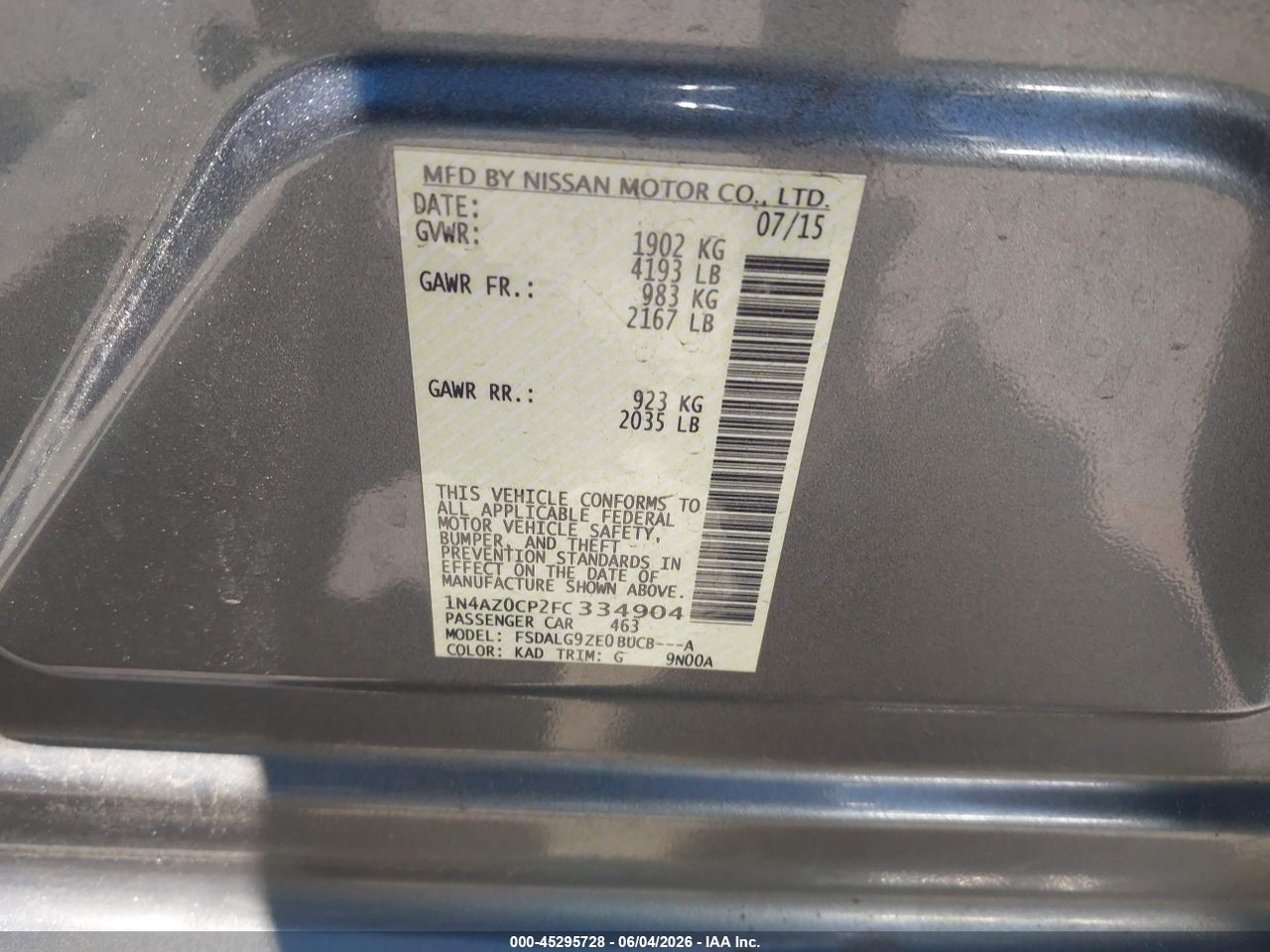 2015 NISSAN LEAF SL thumbnail 10