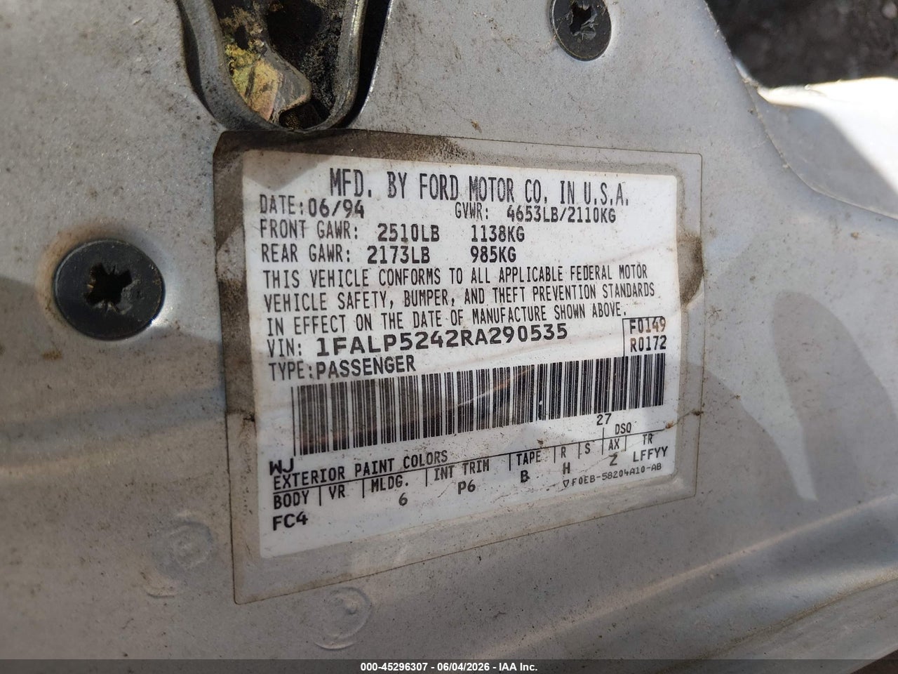 1994 FORD TAURUS GL thumbnail 10