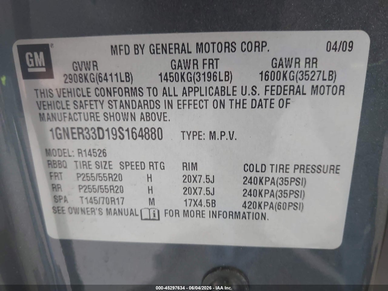 2009 CHEVROLET TRAVERSE LTZ thumbnail 10