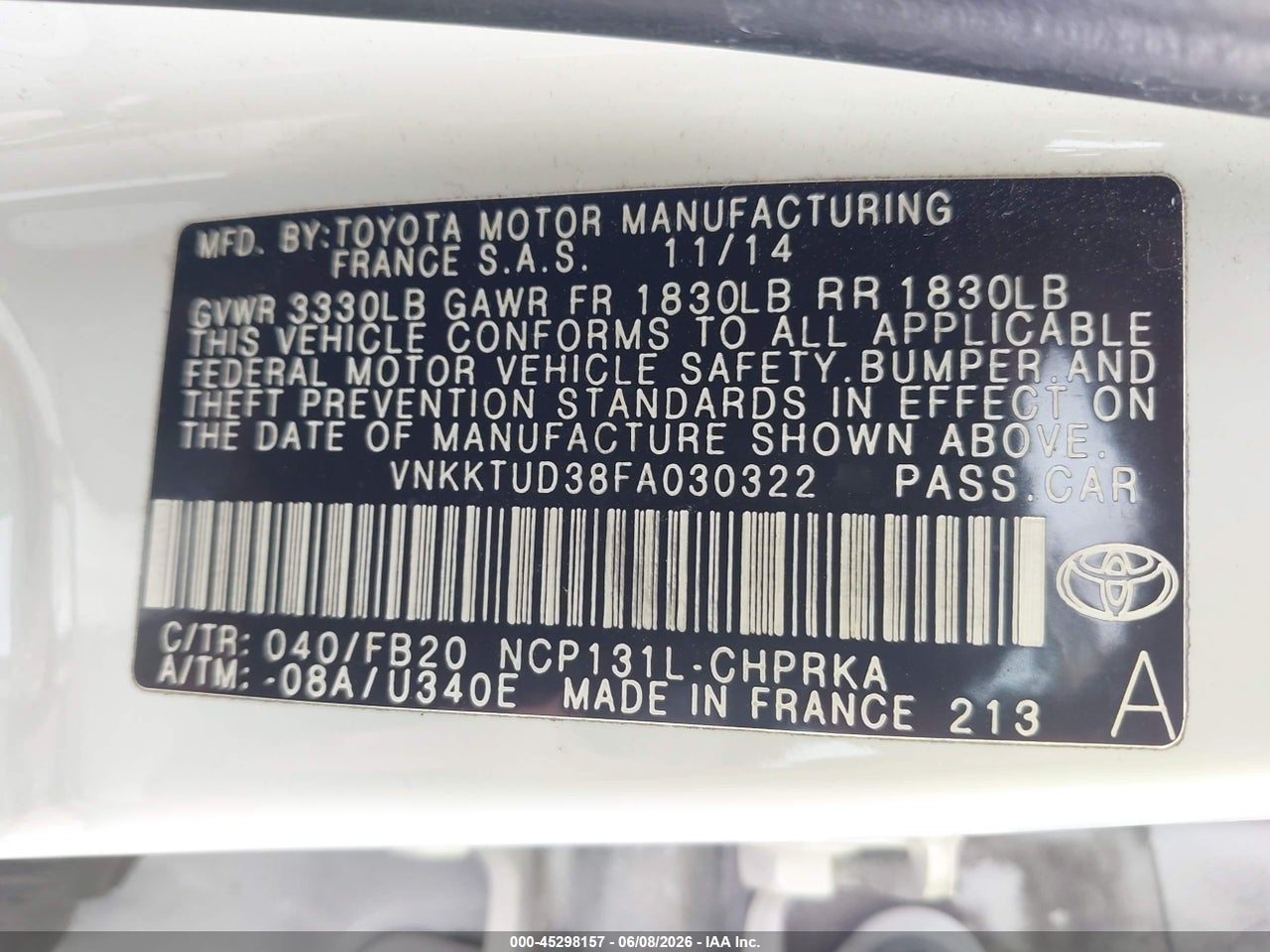 2015 TOYOTA YARIS LE thumbnail 10