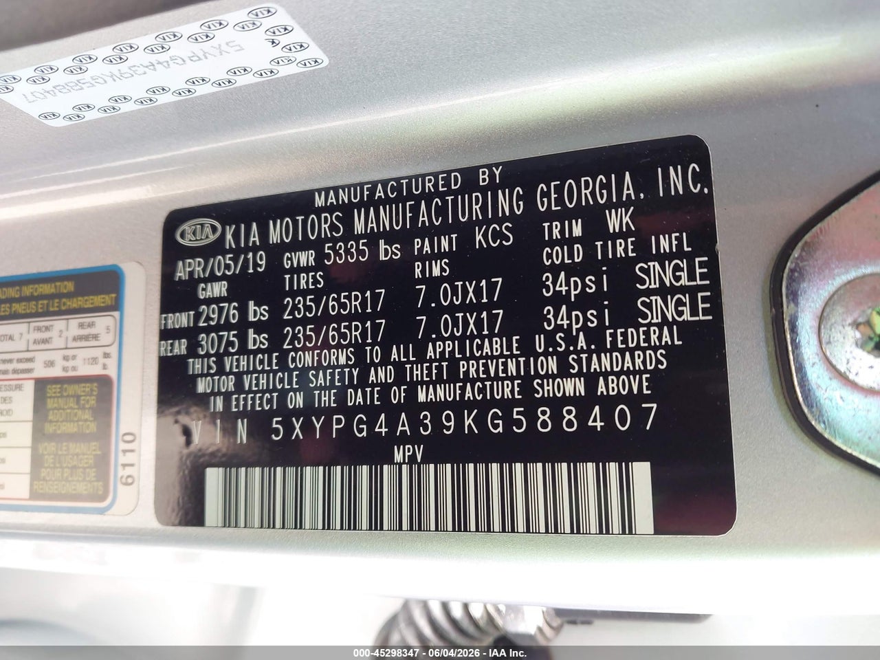 2019 KIA SORENTO 2.4L L thumbnail 10
