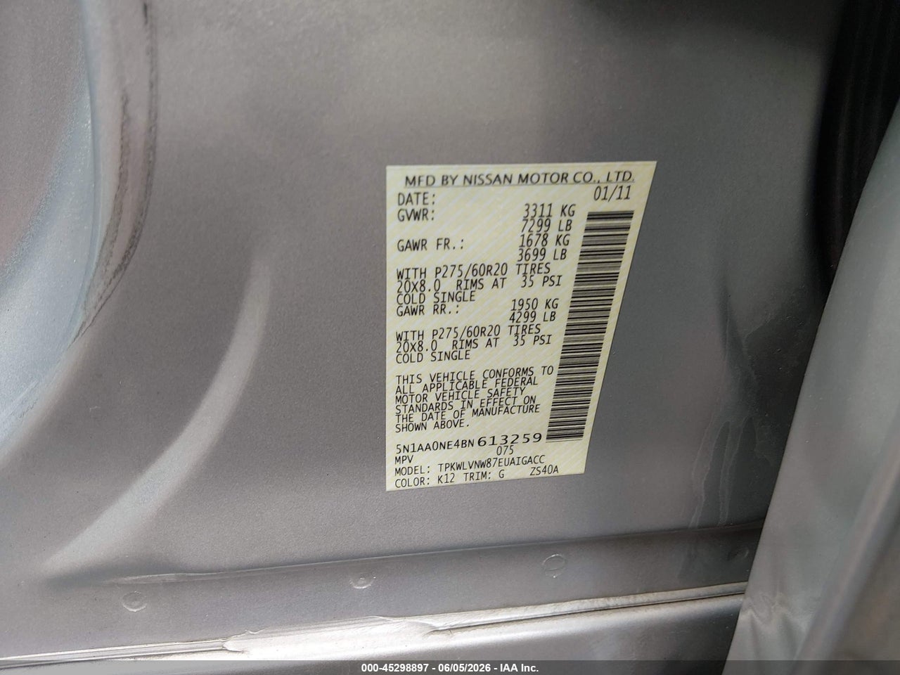 2011 NISSAN ARMADA PLATINUM thumbnail 10