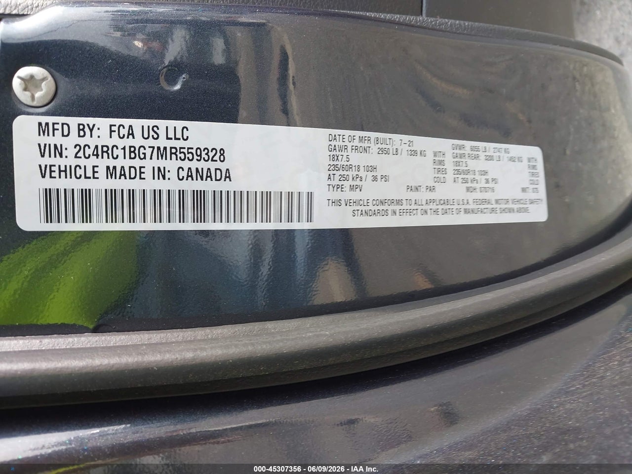 2021 CHRYSLER PACIFICA TOURING L thumbnail 10