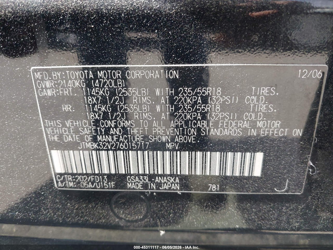 2007 TOYOTA RAV4 SPORT V6 thumbnail 10