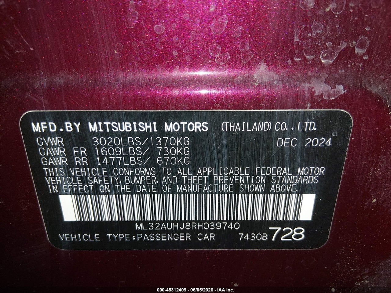 2024 MITSUBISHI MIRAGE ES/LE thumbnail 10
