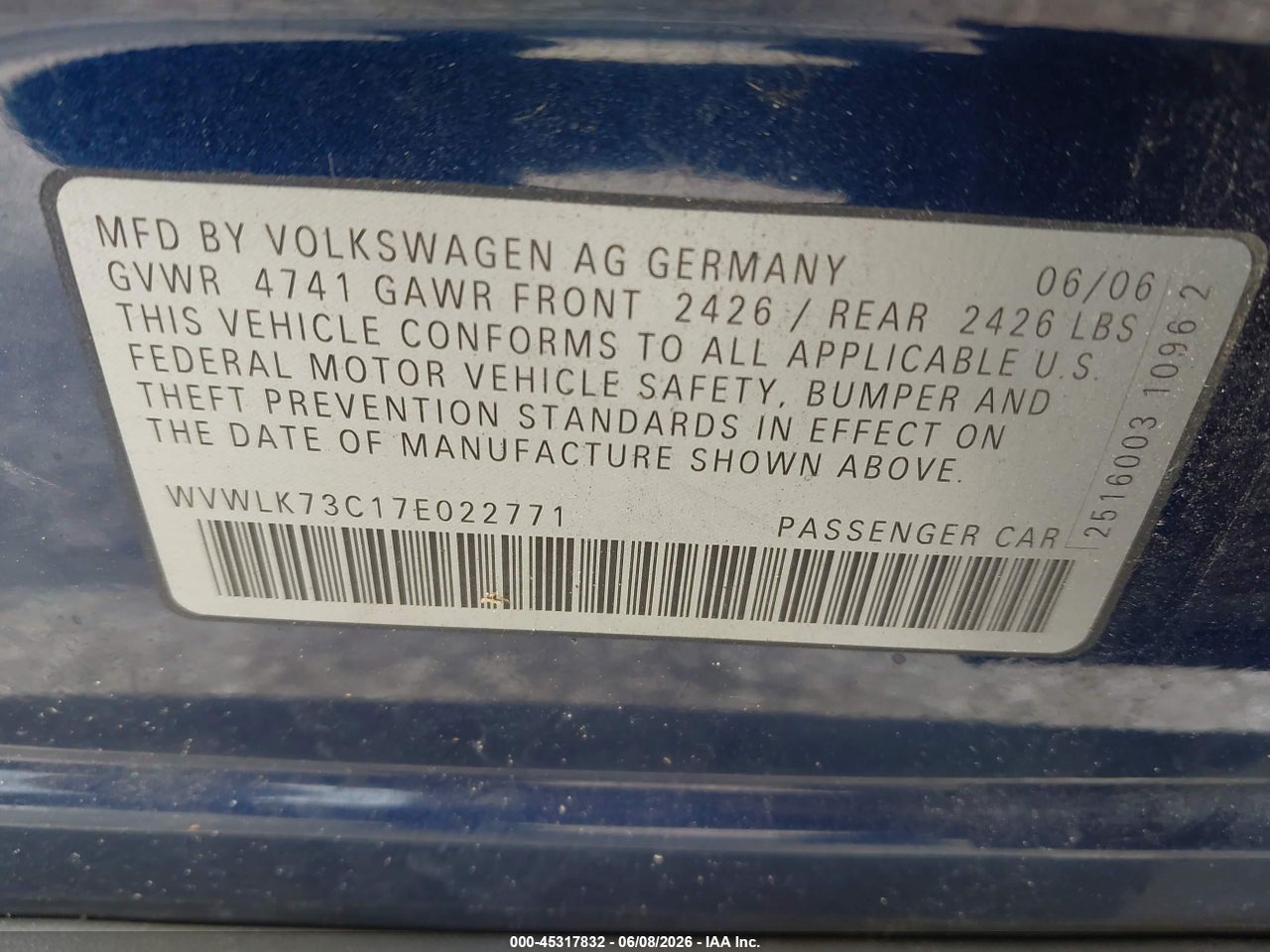 2007 VOLKSWAGEN PASSAT 2.0T thumbnail 10