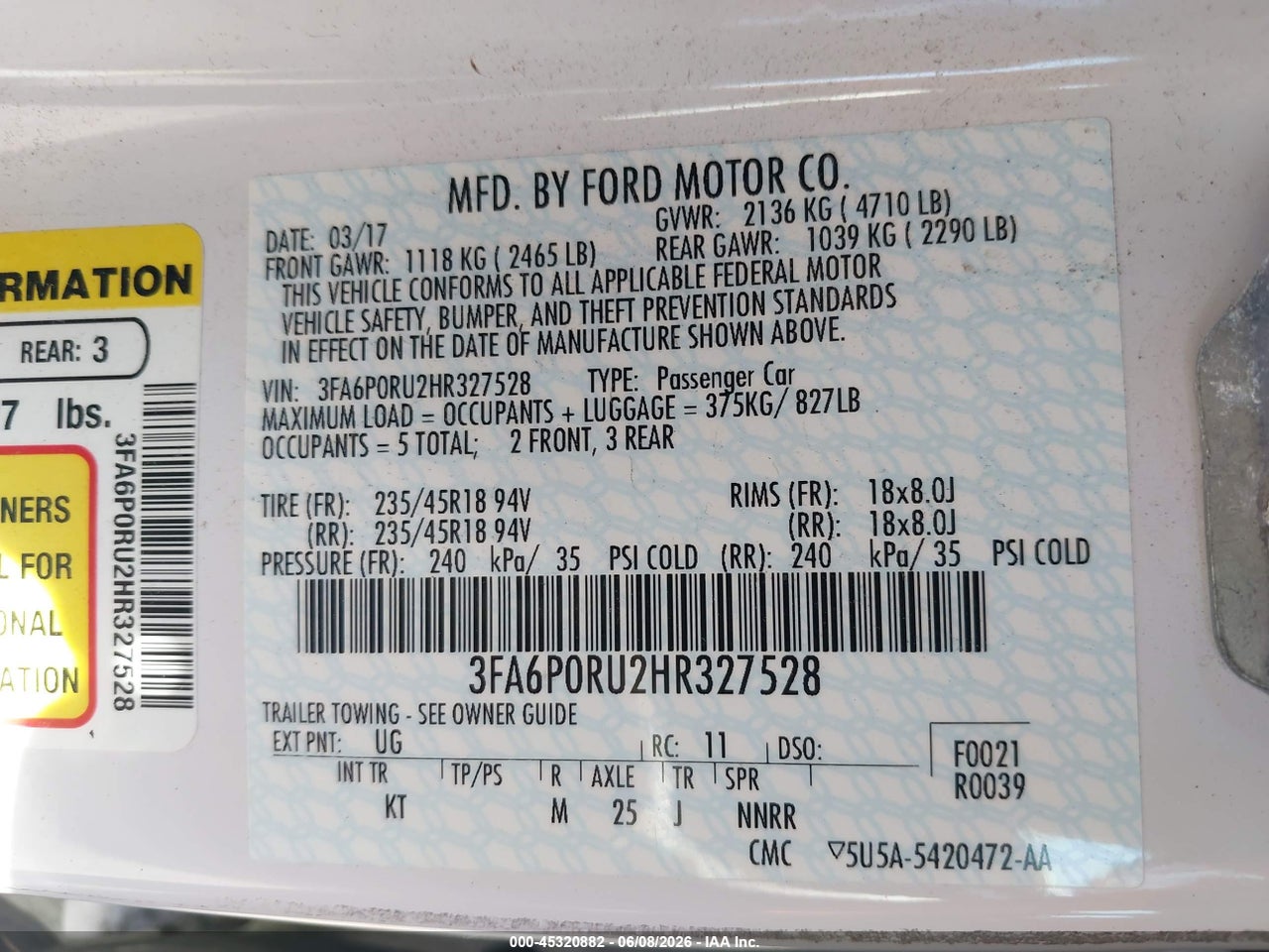 2017 FORD FUSION HYBRID TITANIUM thumbnail 10