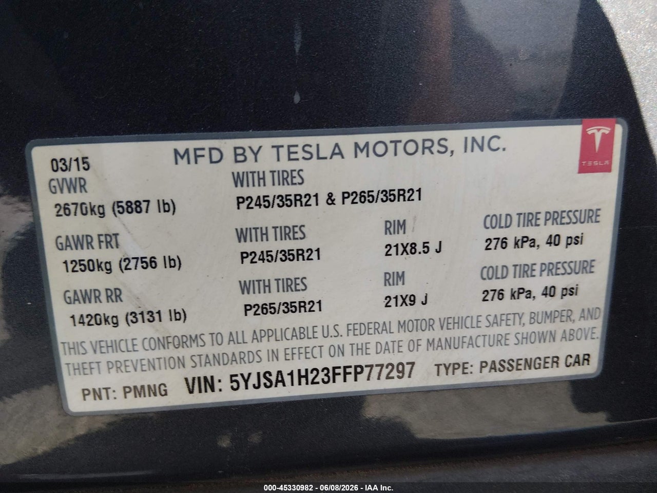 2015 TESLA MODEL S 70D/85D/P85D thumbnail 10