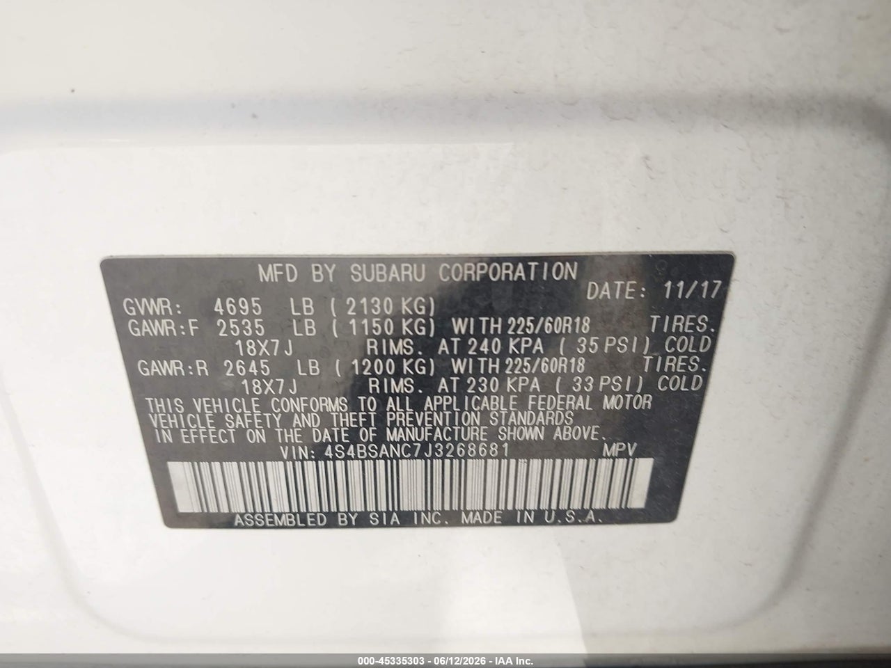 2018 SUBARU OUTBACK 2.5I LIMITED thumbnail 10
