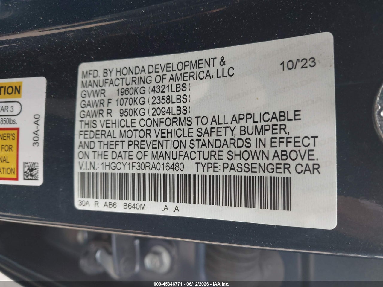 2024 HONDA ACCORD EX thumbnail 10